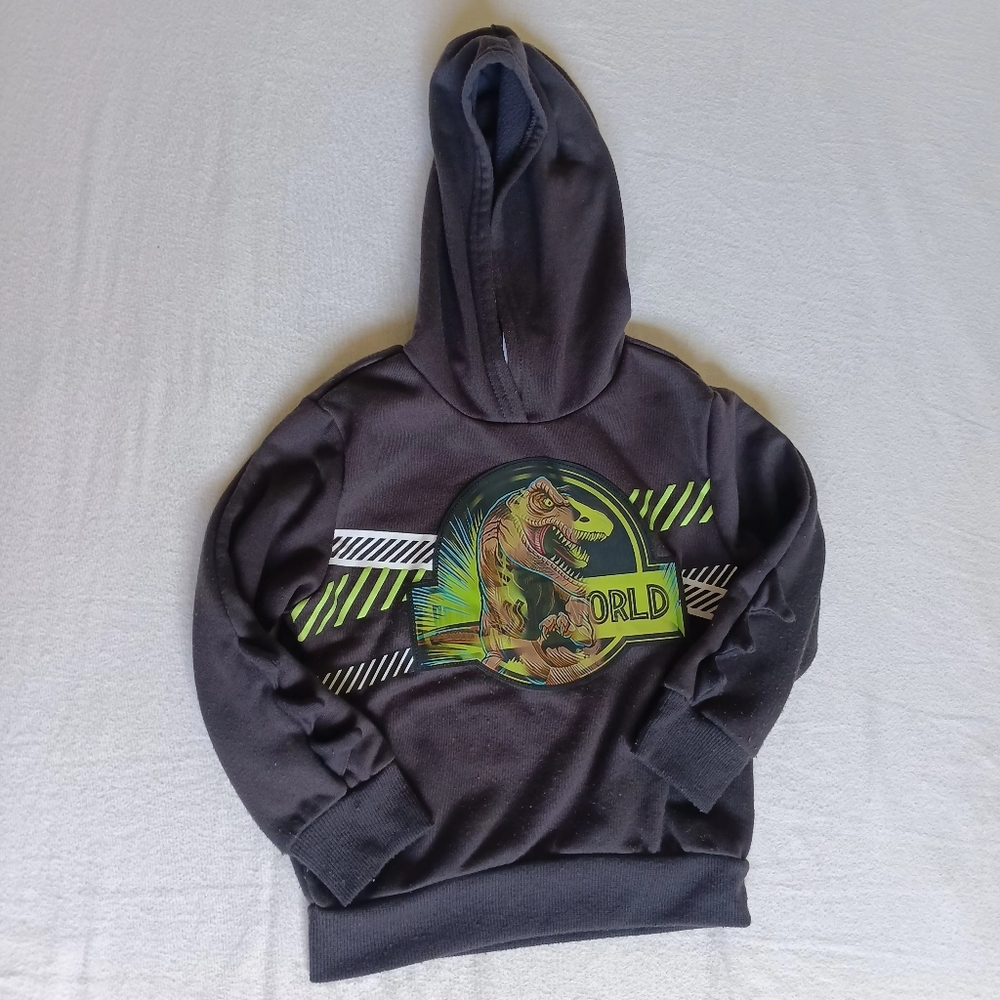 Kids T-Rex Sz 4T Adventure Hoodie With Spikes Down Arms- Black